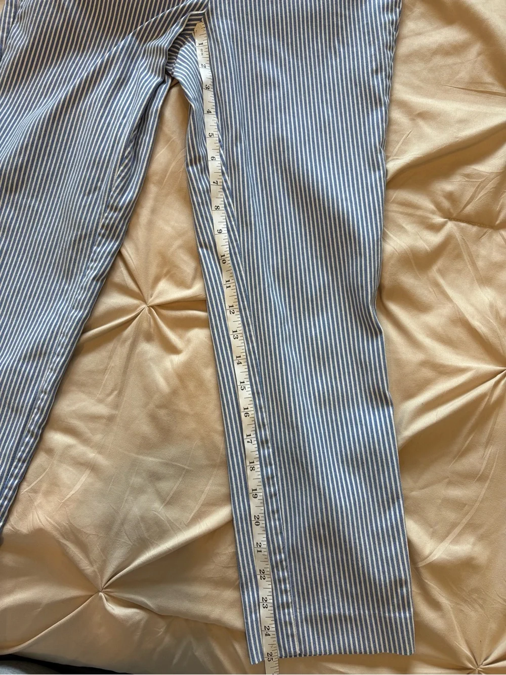 Jones New York Signature Blue White Striped Pull On Ankle Pants Women Medium